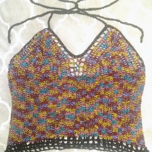 Handmade Tops - Handmade multicolor halter crochet top Medium